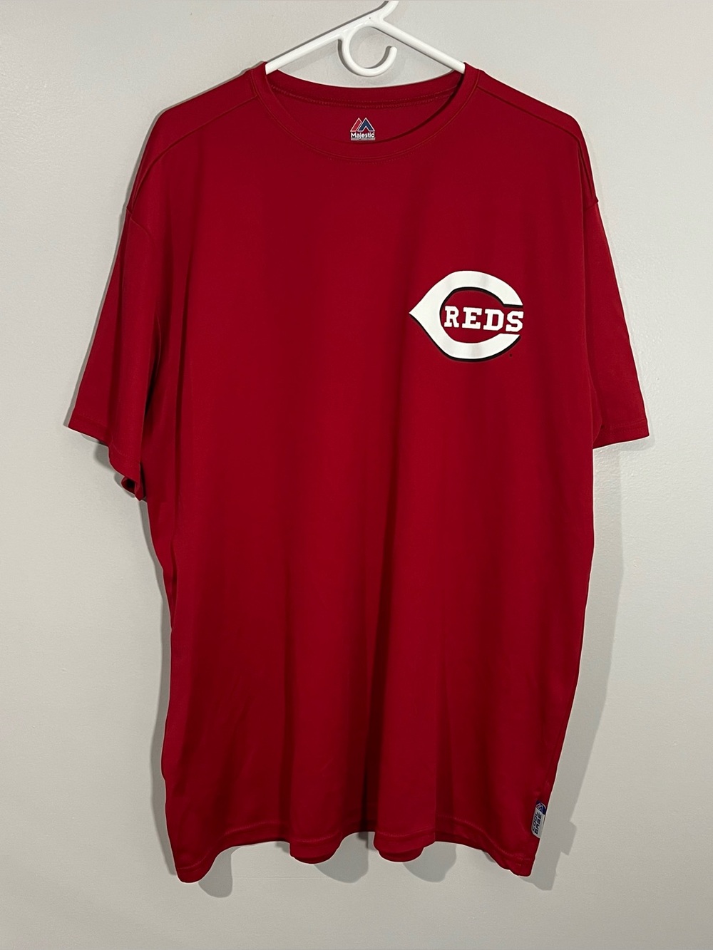 Majestic MLB Cincinnati Reds Baseball Red White Short Sleeve T-Shirt Mens XL